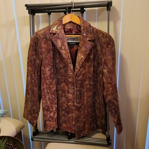 Leather Snakeskin Patterned Jacket